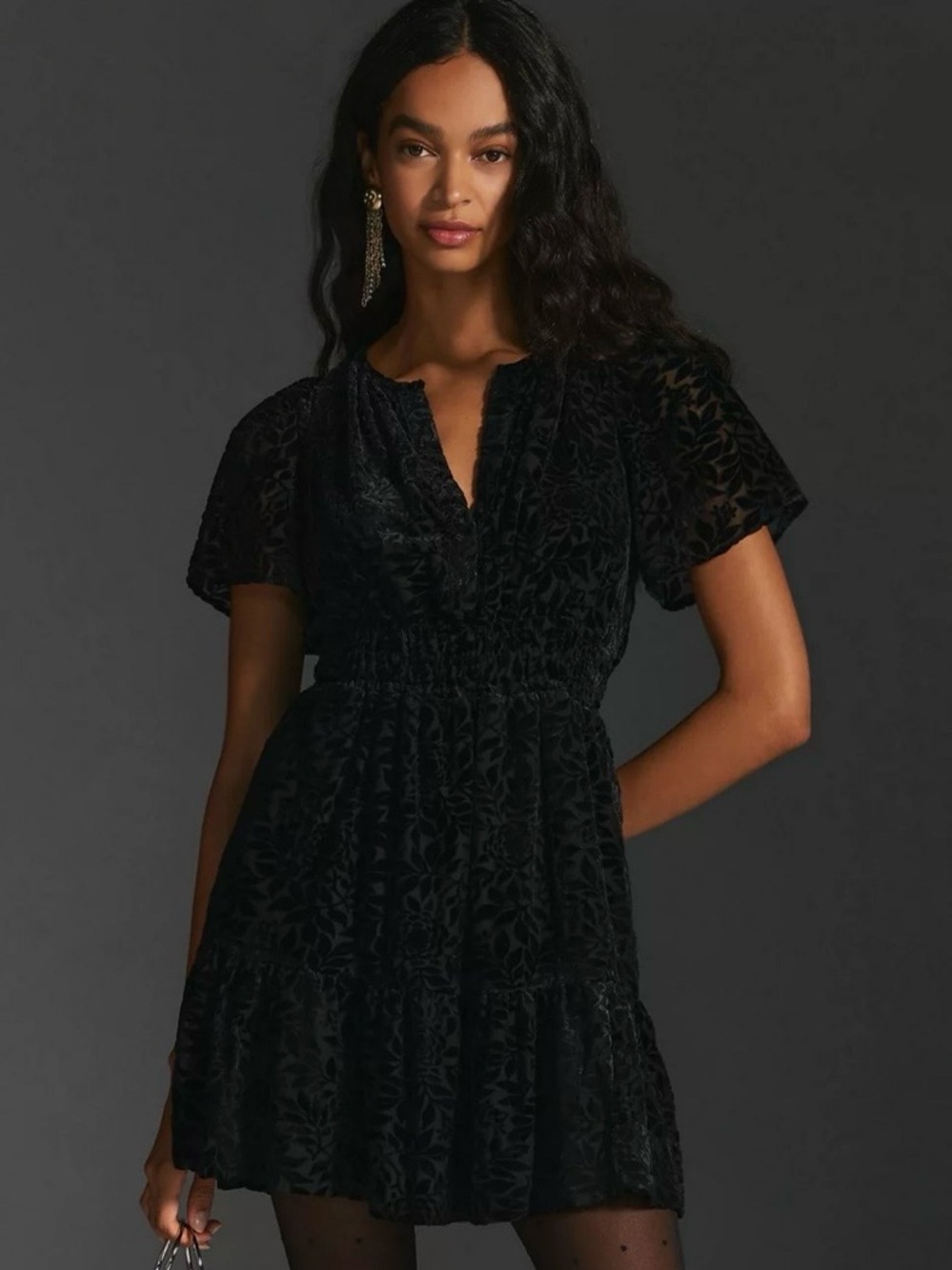 The Somerset Velvet Mini Dress - Black Velvet